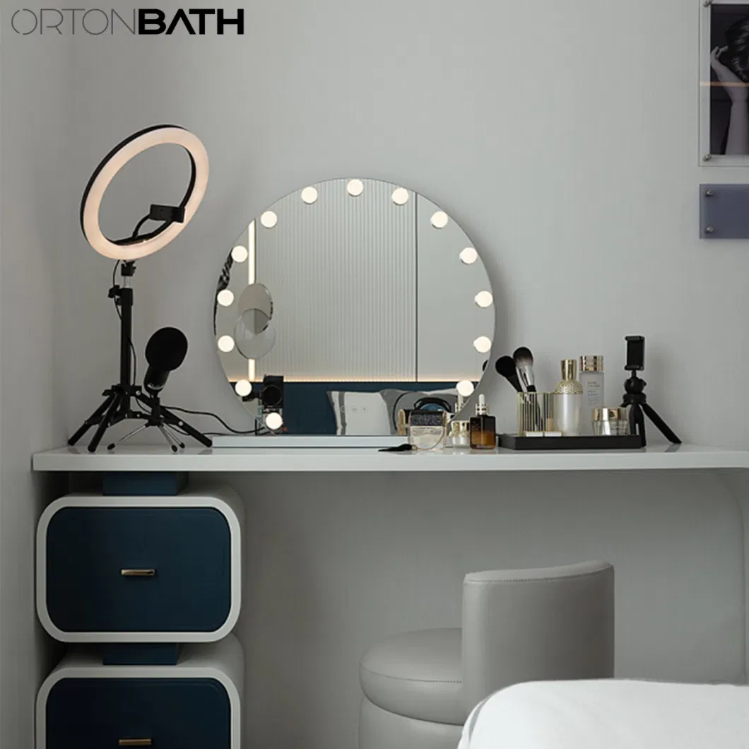 Ortonbath Vanity Mirror with Lights Lighted Makeup Mirror with 16 Dimmable LED Bulbs, 3 Color Lighting Modes, Sturdy Metal Frame Design