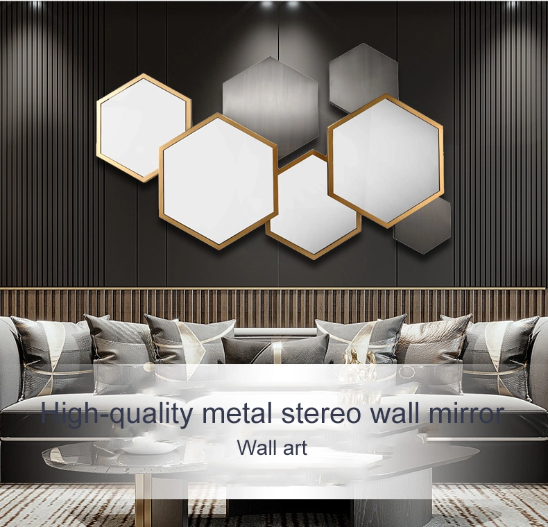 Large Contemporary Wall Decor Irregular Shape Pieces Stainless Steel Frame Livingroom Mirrors