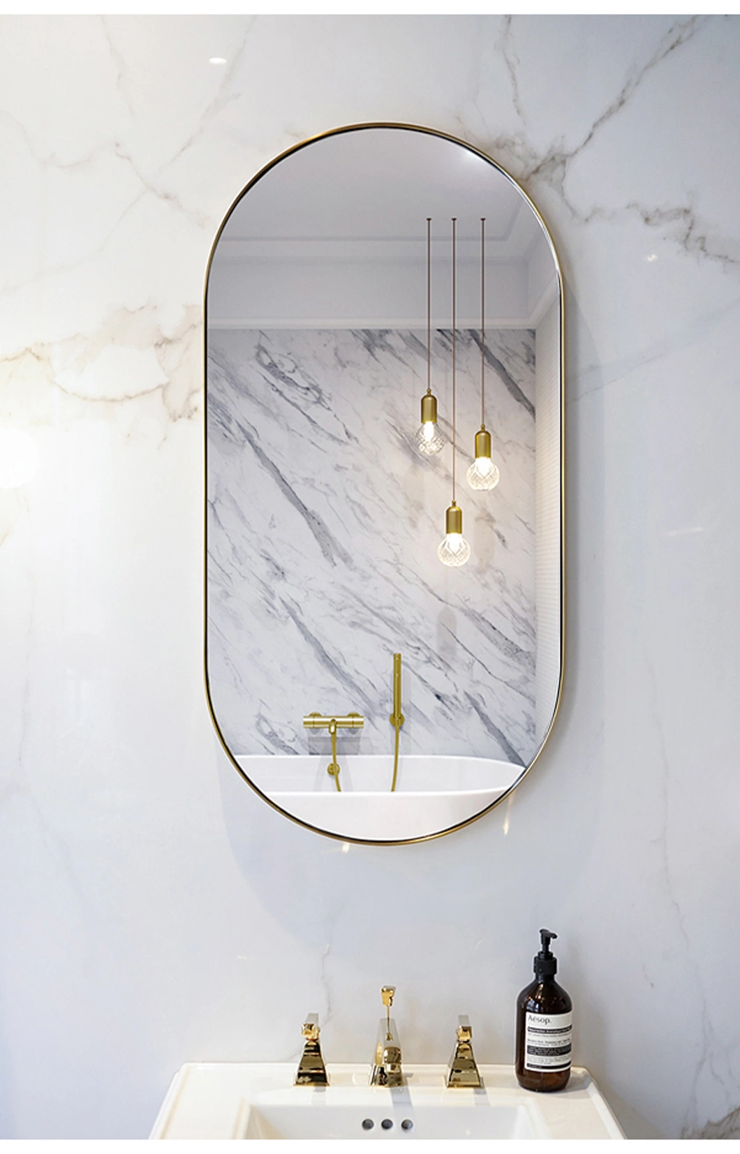 Fashion Wall Mounted Metal Silver Chrome Full Rustic Vanity Long Bathroom Mirror