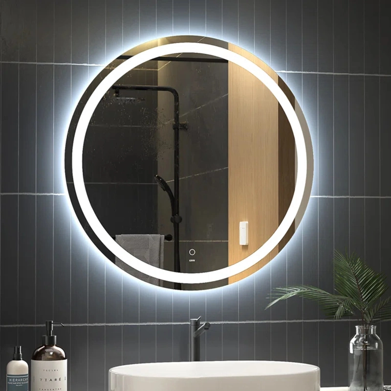 Large Modern Round Illuminated Dimmable LED Anti Fog Makeup Bathroom Vanity Mirror