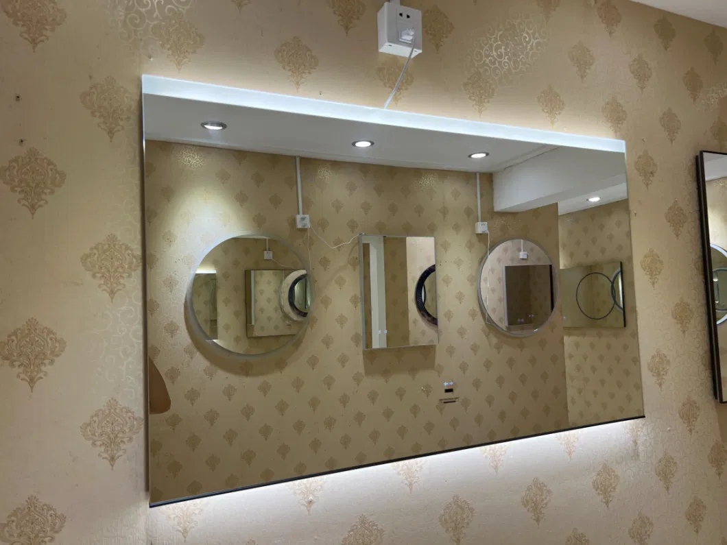 Round Square Acrylic Solid Surface Frame Hotel Bathroom LED Lighted Mirror