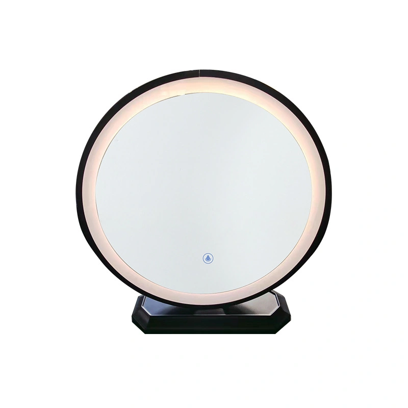 Smart Large Round Wrought Iron Mirror Luminous Makeup Mirror