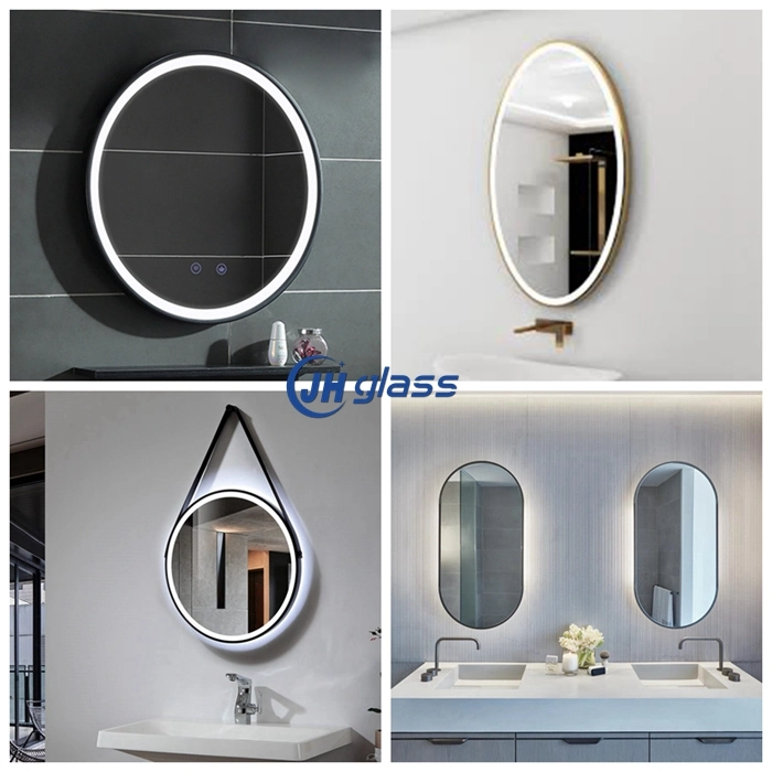 Metal Belt Wall Hanging Luxury Circle Aluminum Framed Backlit LED Bathroom Mirror