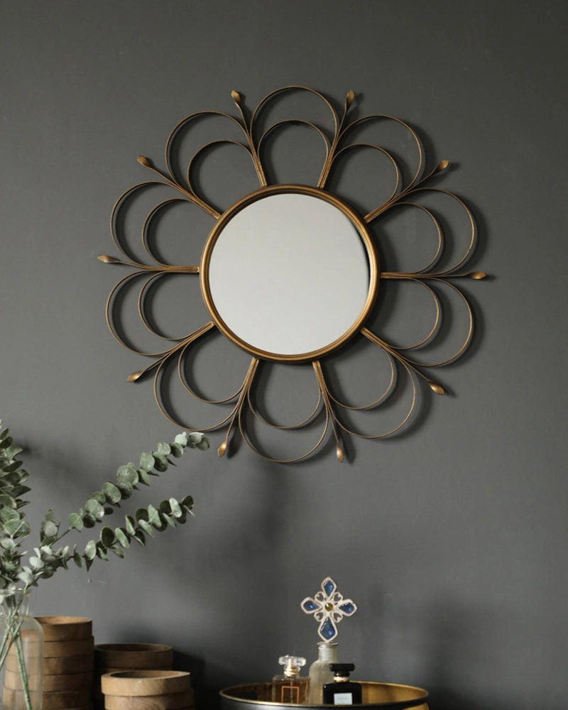 2022 Senior Luxurious Palace Iron Wall Arched Mirror Decorative Mirror for Living Room