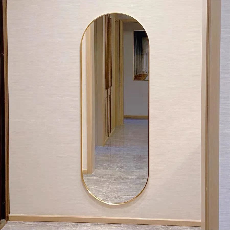 Deep Frame Oval Full Length Mirror 80X80cm Wall-Mounted Floor Mirror with Metal Frame