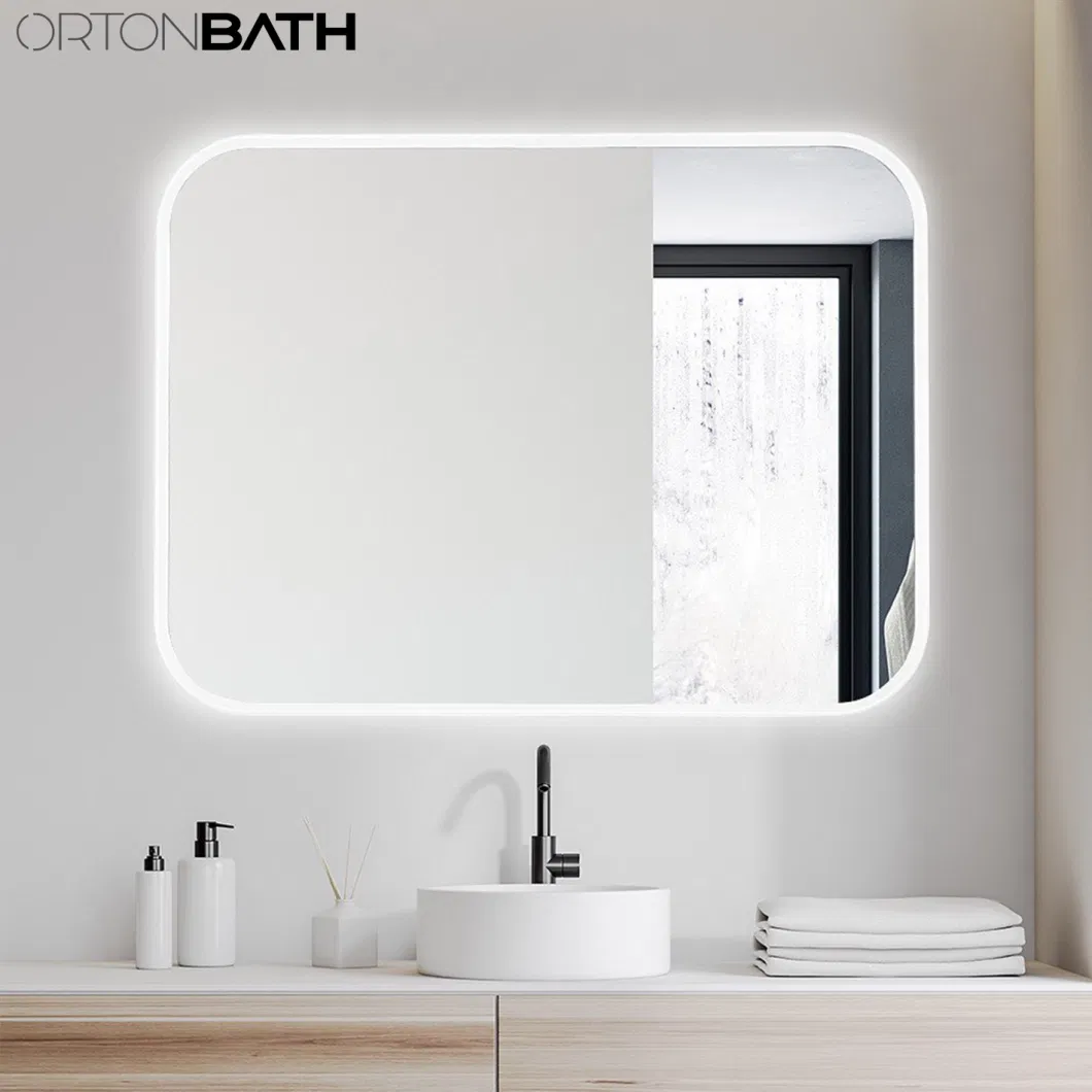 Ortonbath Two Vertical Rectangular Frameless LED Bathroom Mirror, Wall-Mounted Vanity Makeup Lighted Mirror, Anti-Fog, Dimmable Lights, Waterproof Mirror