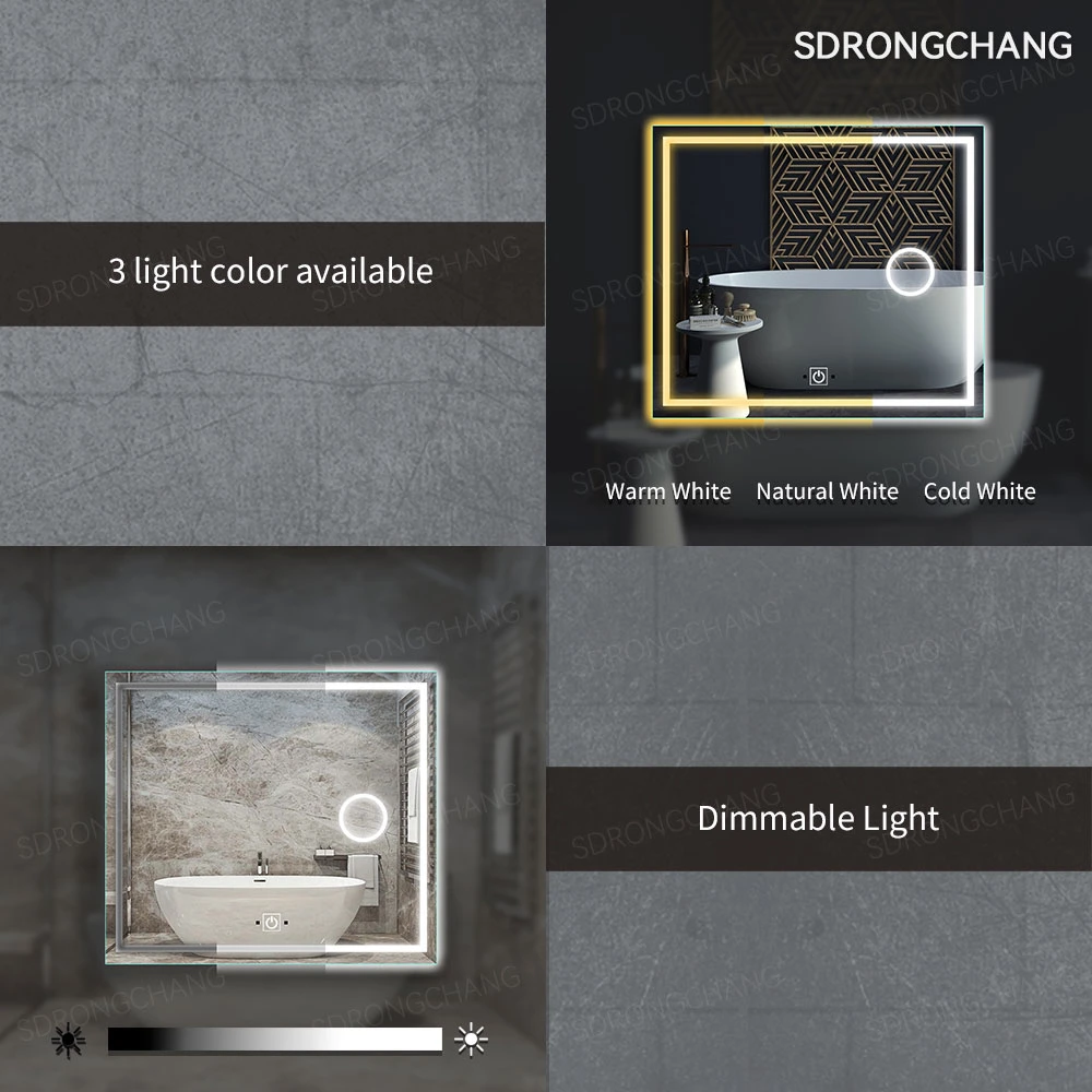 Intelligent LED Makeup Bathroom Smart Luxury Wall Mounted Lighted Mirror
