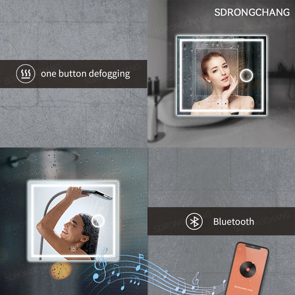 Intelligent LED Makeup Bathroom Smart Luxury Wall Mounted Lighted Mirror