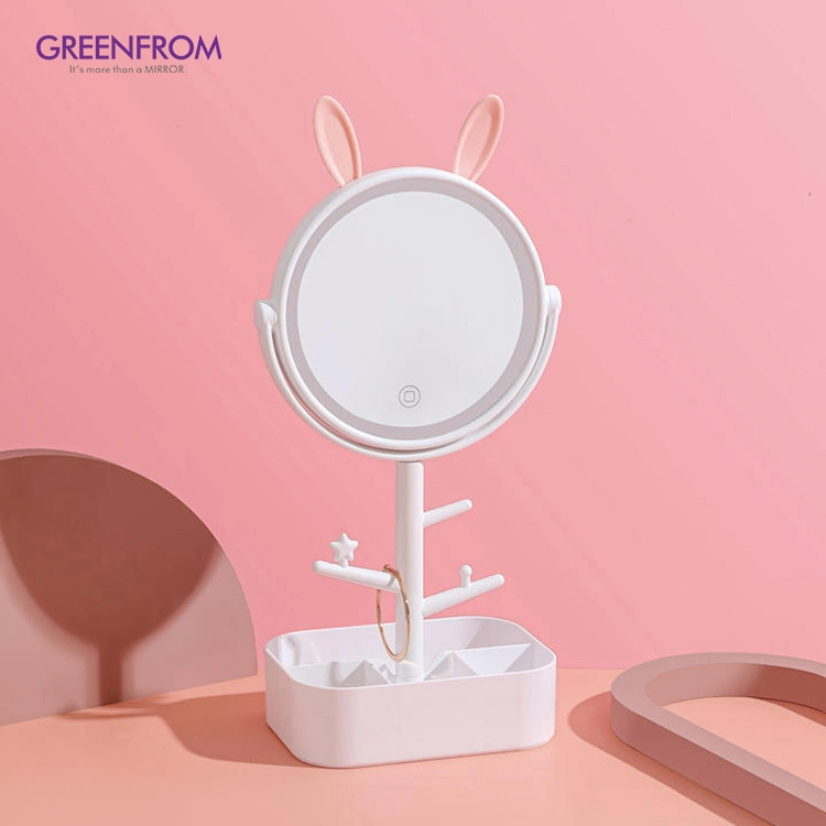 Wholesale Double Sides LED Makeup Vanity Mirror with 2 Light Setting and 5X Magnifying LED Table Mirror Gmx1801