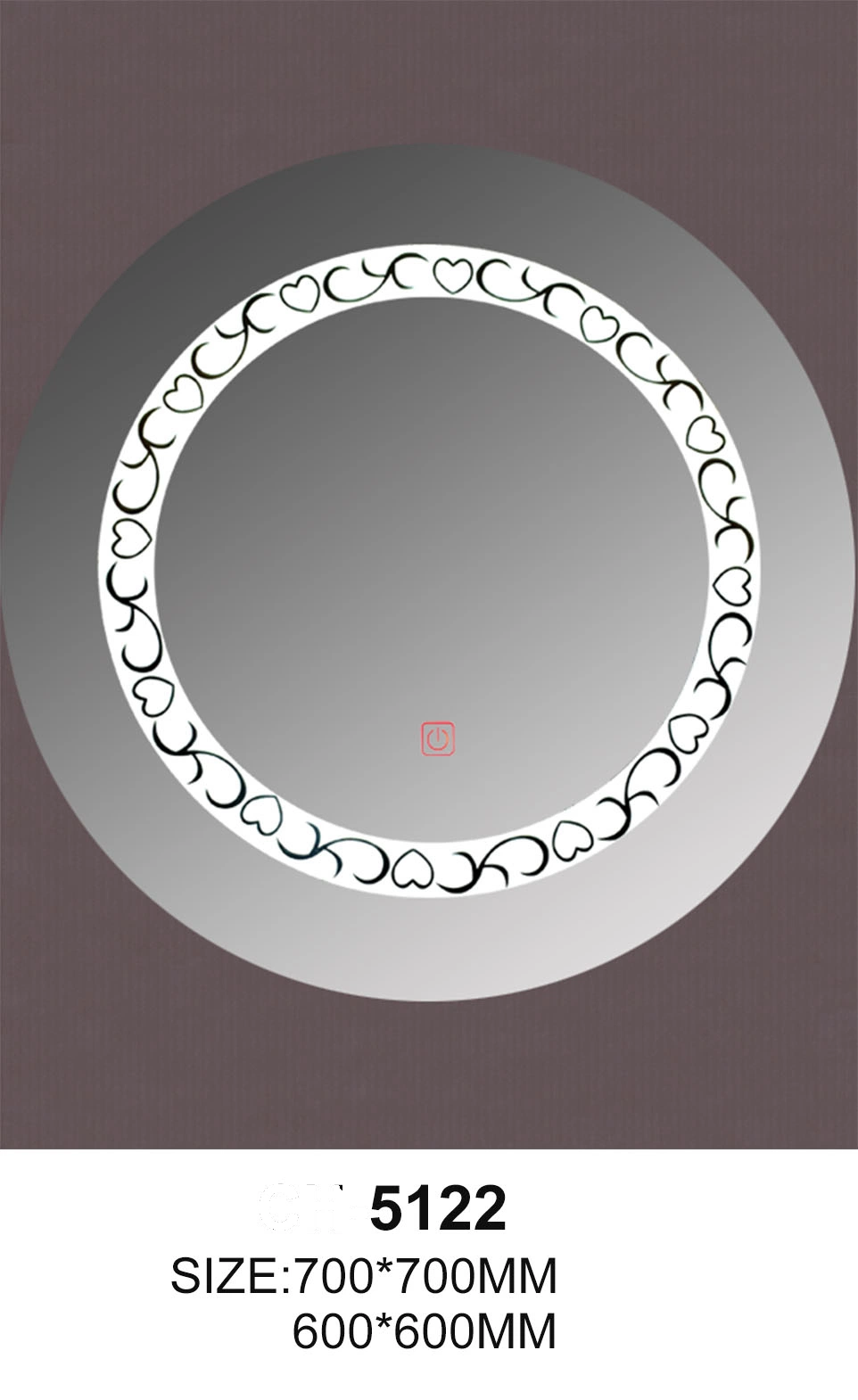 Round Silver Frameless Wall Home Decoration LED Bath Room Smart Lamp Mirror