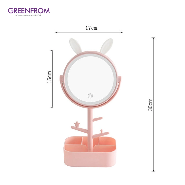 Wholesale Double Sides LED Makeup Vanity Mirror with 2 Light Setting and 5X Magnifying LED Table Mirror Gmx1801