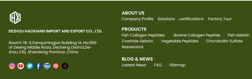 Haoxiang Bovine Hide Collagen Peptides Powder High-Purity Hydrolyzed Bovine Hide Collagen China Manufacturering Wholesale Custom Multiple Collagen Protein