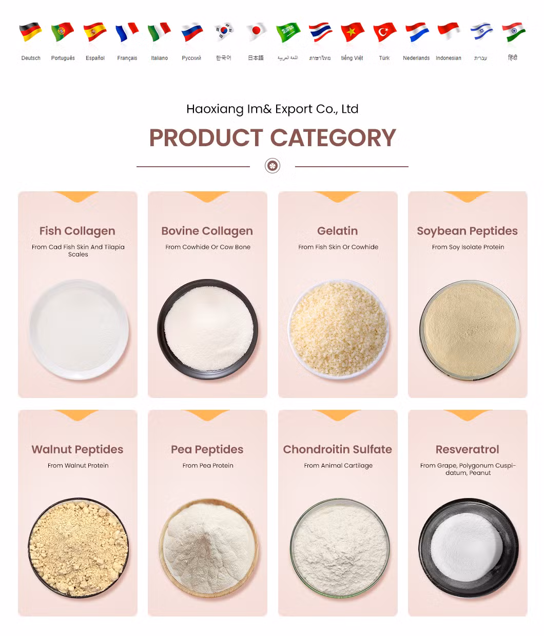 Haoxiang Fish Scales Collagen Peptide Manufacturer Hydrolyzed Pure Collagen Bulk Stock Add Natural Flavors According Different Flavors Slightly Fishy Collagen