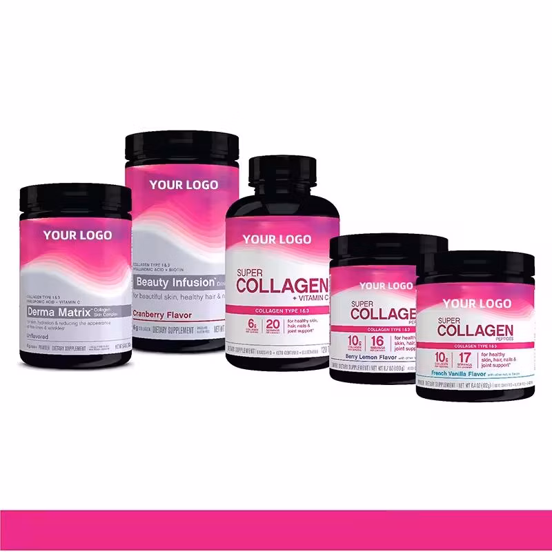 OEM Custom Private Label Dietary Supplement Beauty Products Skin Whitening Pills Super Collagen with Vitamin C Biotin Skin Hair Nails Collagen Capsules