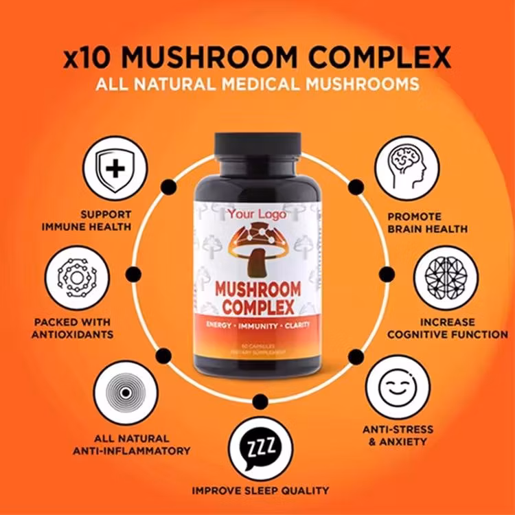 100% Vegan Herbal Supplement Polysaccharide Lions Mane Mushroom Extract Capsules Healthcare Supplement