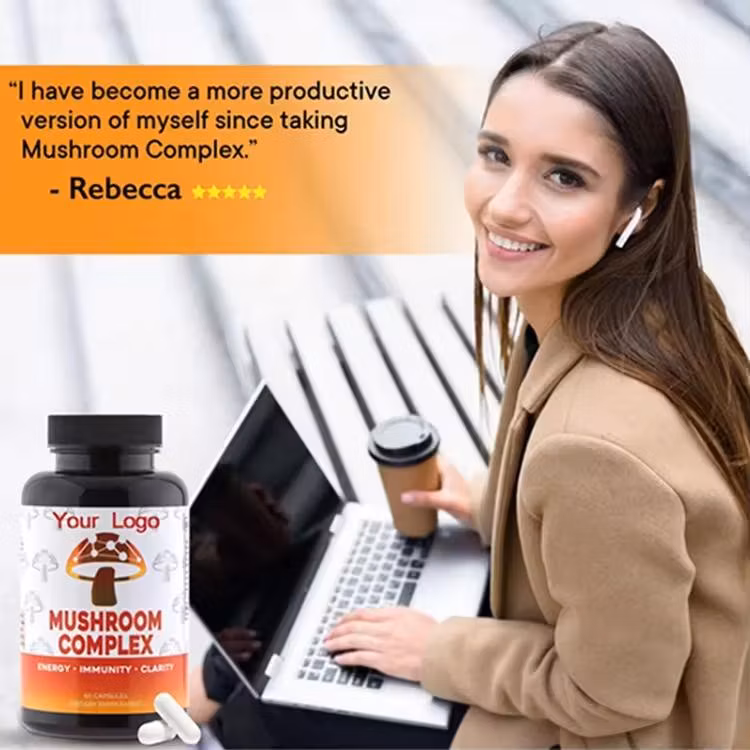 100% Vegan Herbal Supplement Polysaccharide Lions Mane Mushroom Extract Capsules Healthcare Supplement