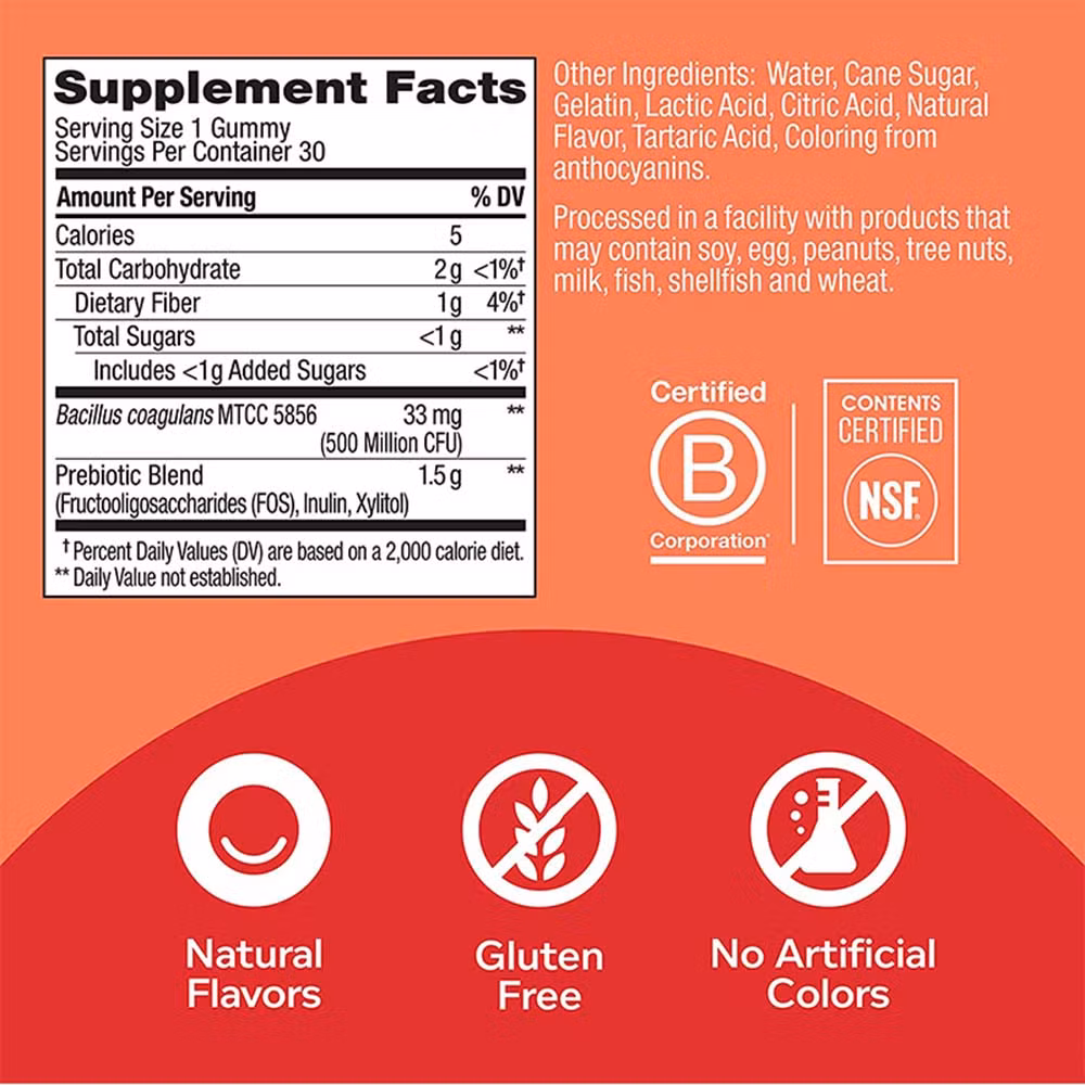 Digestive Support and Gut Health Probiotic Prebiotic Gummy Organic Fiber Probiotic Gummies