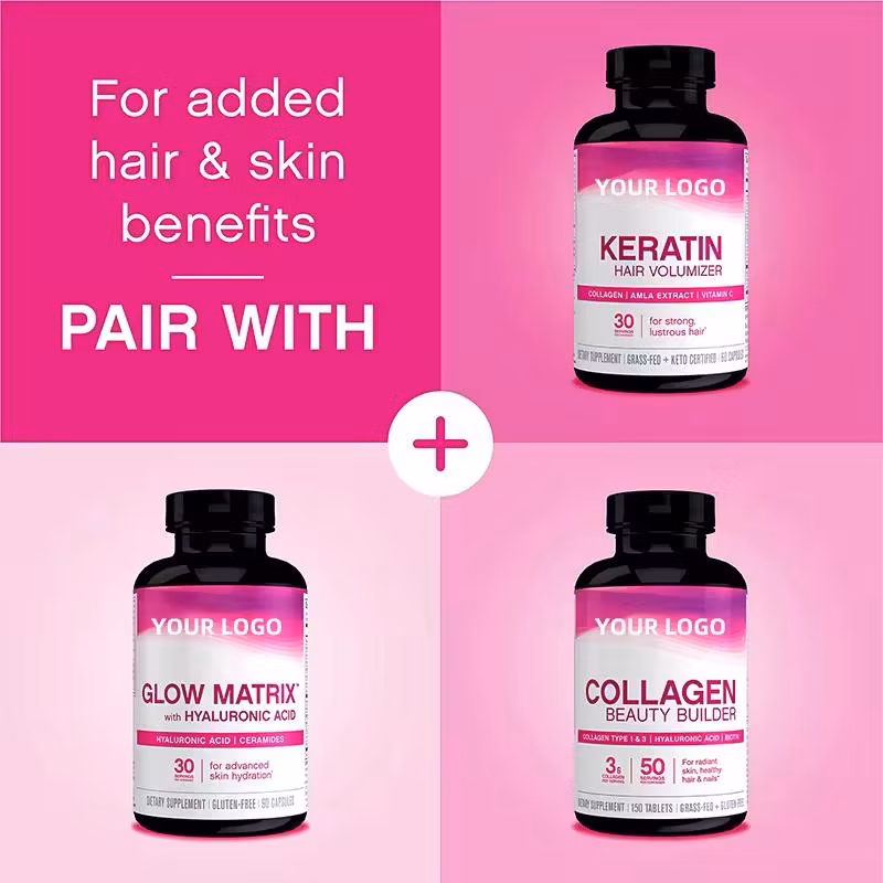 OEM Custom Private Label Dietary Supplement Beauty Products Skin Whitening Pills Super Collagen with Vitamin C Biotin Skin Hair Nails Collagen Capsules