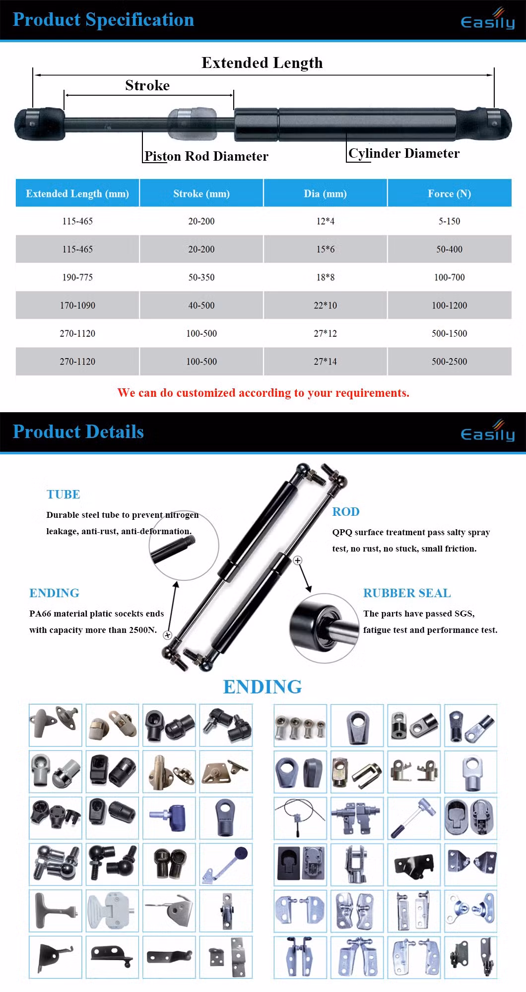 High Quality Cabinet Door Lift Gas Strut