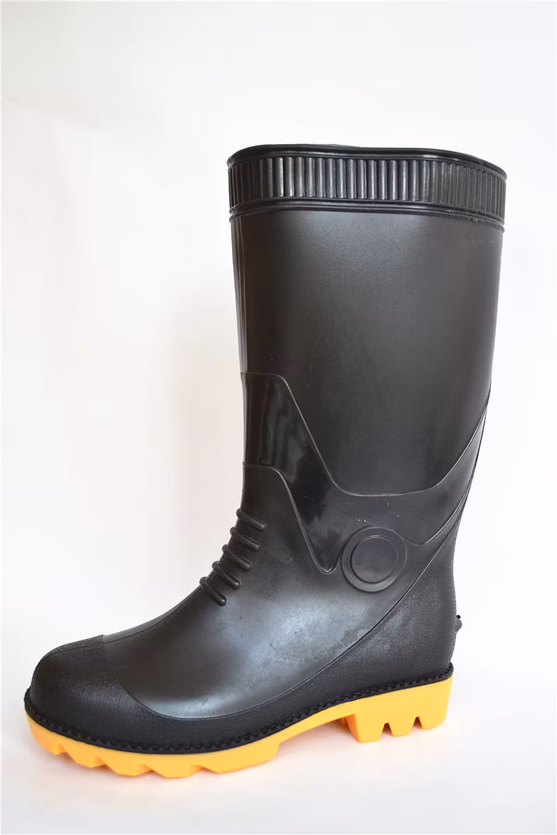 Mens PVC Knee High Waterproof Safety Rain Horse Gumboots Rain Boots Men