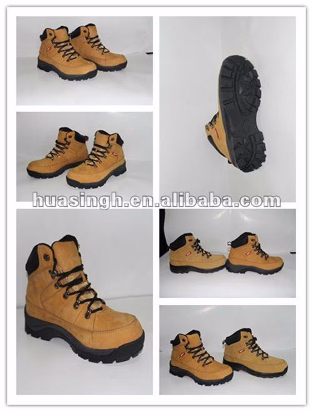 Lxg, Top-Level Nubuck Leather Waterproof Outdoor Hiking Boot Honey Color Cushioning EVA+Rubber Outsole Sport Safety Boot HSS008