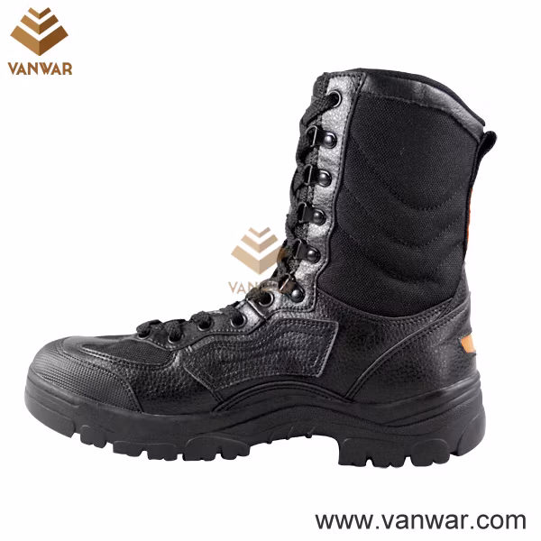 Durable Combat Military Boots of Smooth Leather and Fabric (WCB008)