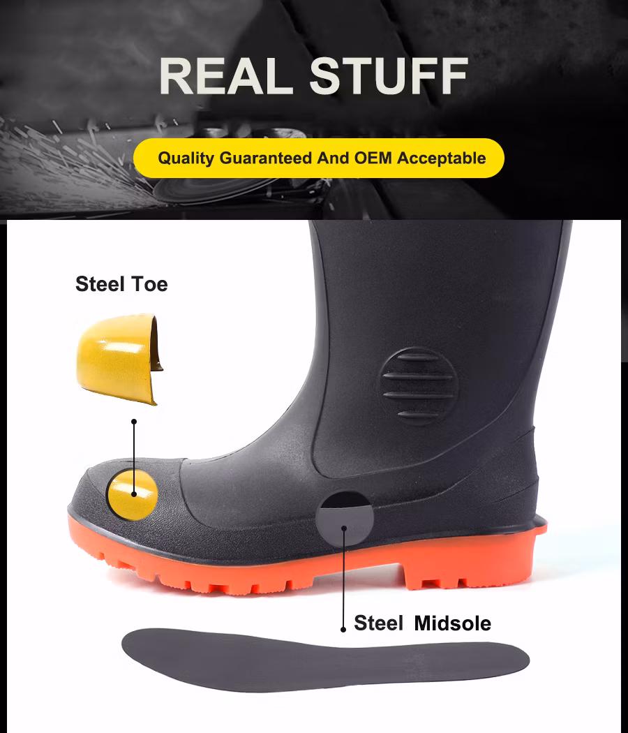 Acid Resistant Industrial Steel Toe Safety Outdoor New Style Unisex Rain Boots