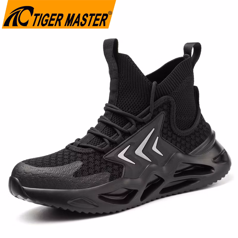 Black High Ankle Steel Toe Anti Puncture Fashionable Safety Boots Sneakers Men