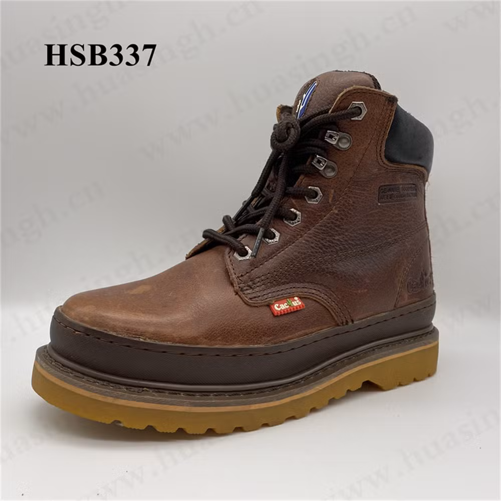 Lxg, Nice Quality Crazy Horse Leather Upper Middle-Cut Safety Boot Anti-Corrosion Goodyear Rubber Outsole Work Boot HSB337