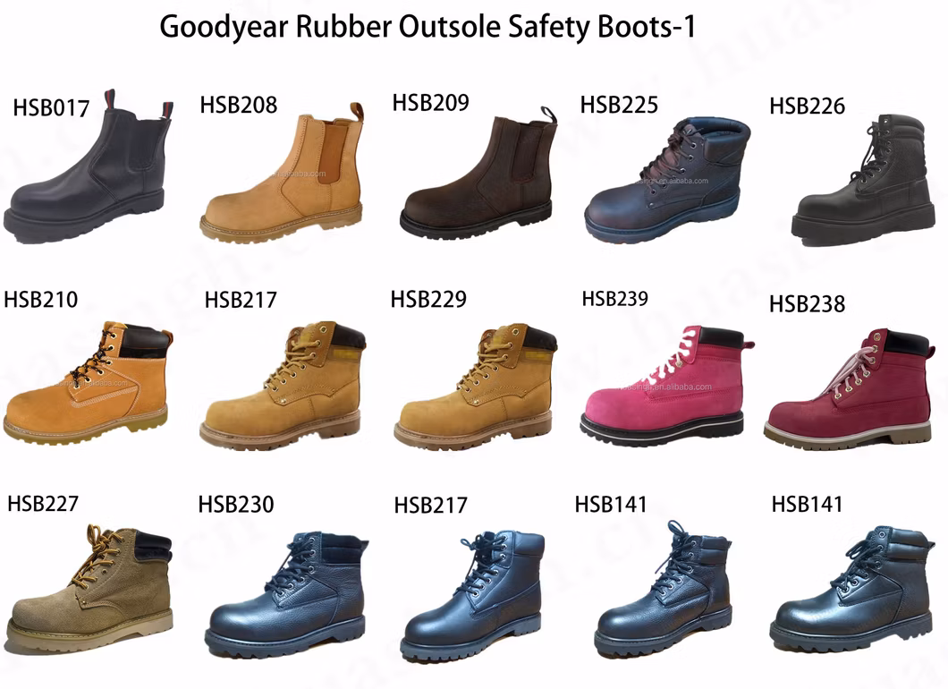 Gww, Durable Damp Proof Goodyear Rubber Outsole with Stitching Safety Shoe Alkali Resistant Suede Leatehr Upper Padded Collar Style Mining Work Boot HSB244