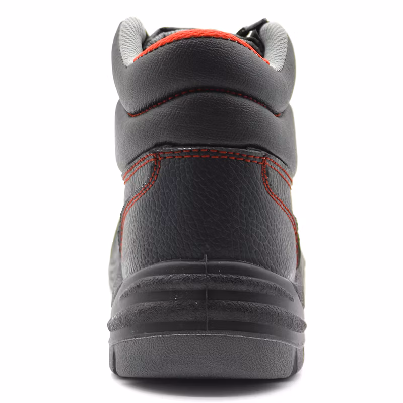 Black Cow Leather Oil and Slip Resistant PU Sole Prevent Puncture Labor Protection Men Cheap Price Safety Shoes with Steel Toe