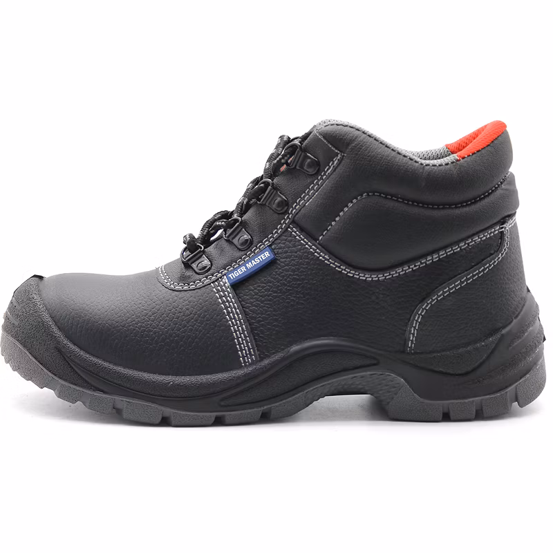 Black Cow Leather Oil and Slip Resistant PU Sole Prevent Puncture Labor Protection Men Cheap Price Safety Shoes with Steel Toe