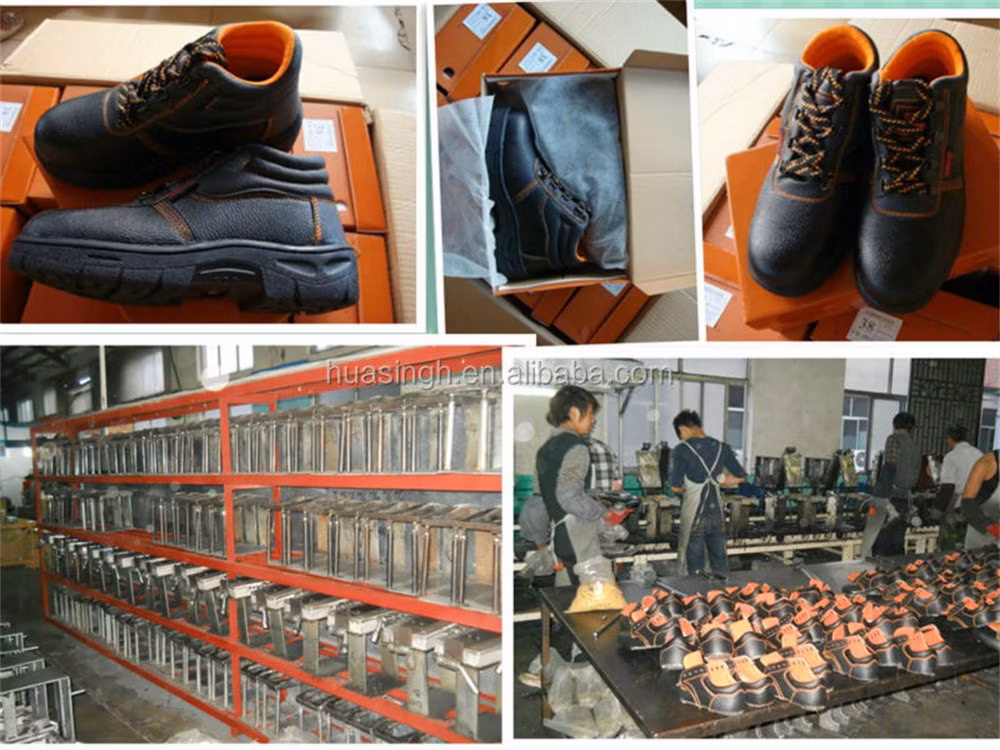 Zh, Cheap Price Strong Stitching Rubber Outsole Outdoor Safety Shoes Steel Toe Insert Anti-Puncture Black Safety Leather Boots HSB193