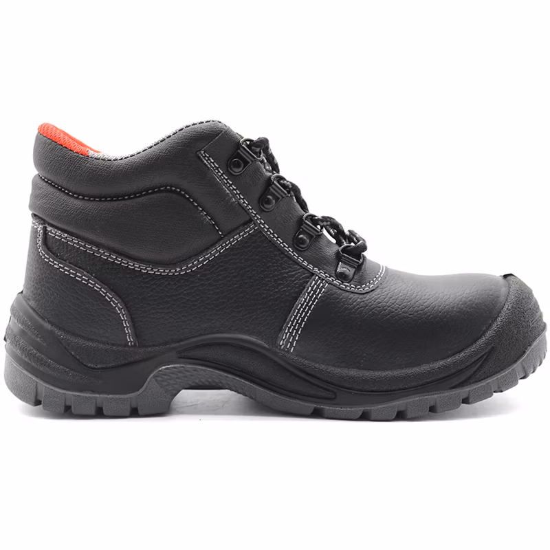 Black Cow Leather Oil and Slip Resistant PU Sole Prevent Puncture Labor Protection Men Cheap Price Safety Shoes with Steel Toe
