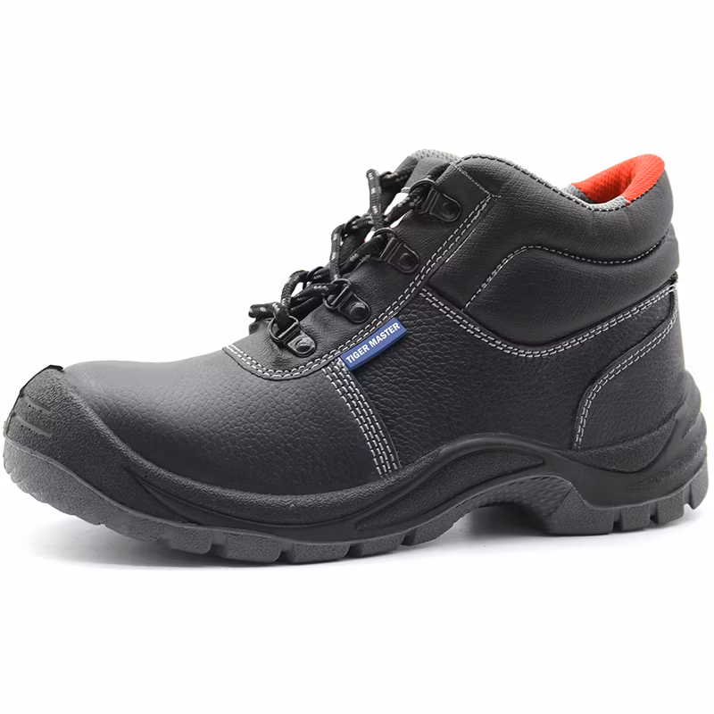 Black Cow Leather Oil and Slip Resistant PU Sole Prevent Puncture Labor Protection Men Cheap Price Safety Shoes with Steel Toe