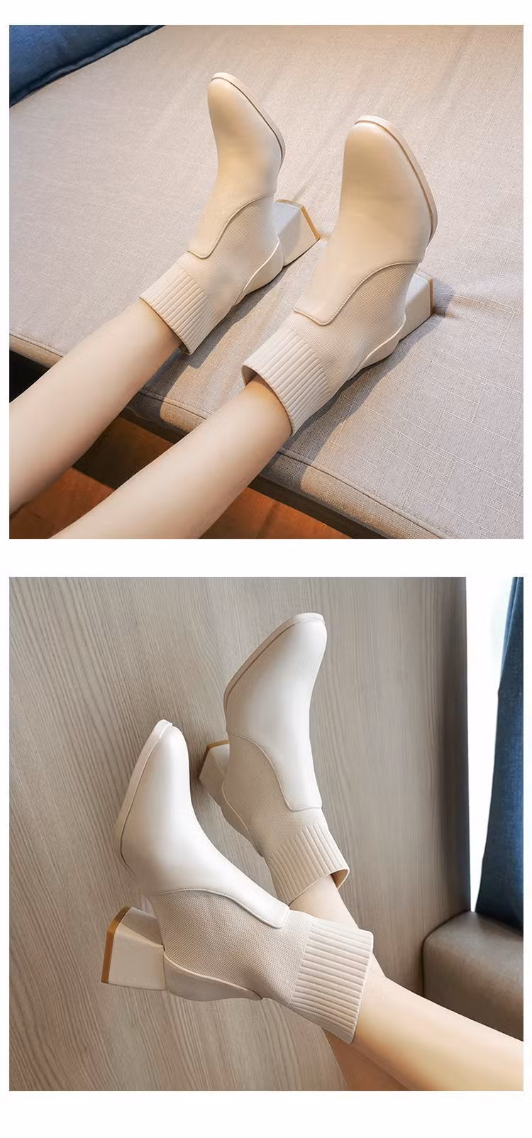 Zonxan Half Boots Leather Shoes Knight Boots Rhinestone Snake Strass Wraparound Low Heel Heavy Duty Women Luxury Designer Factory Footwear
