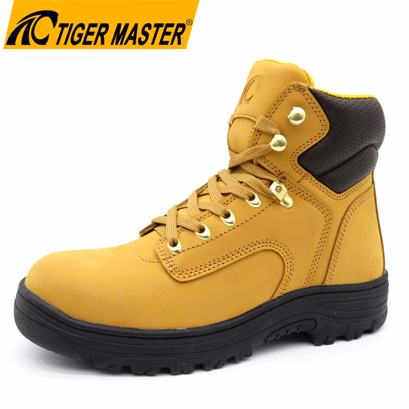 Oil Slip Resistance Nubuck Leather Steel Toe Puncture-Proof Oil Field Safety Shoes