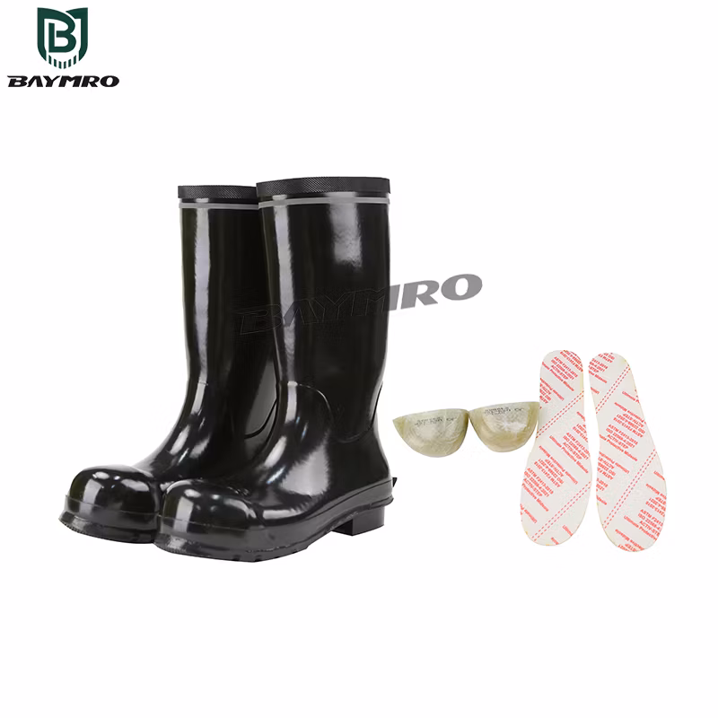 Black Rubber Non-Slip Sweat High Quality Cotton Lining Safety Boots