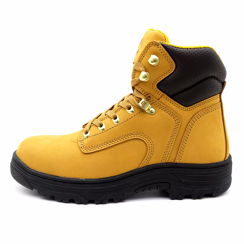 Oil Slip Resistance Nubuck Leather Steel Toe Puncture-Proof Oil Field Safety Shoes