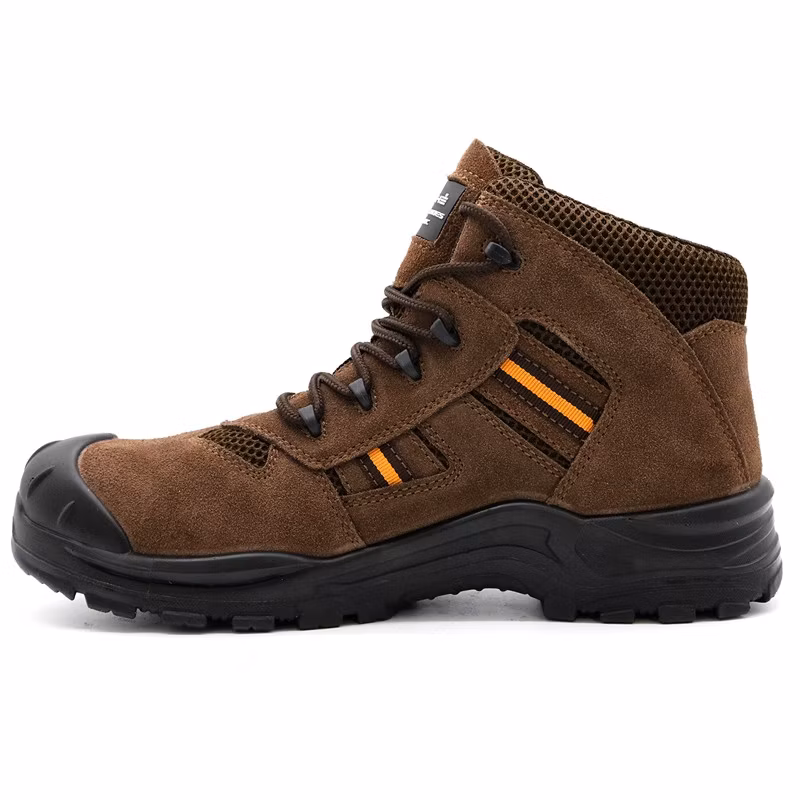 Brown Suede Leather Composite Toe Anti Puncture 18kv Insulation Safety Electric Shoes