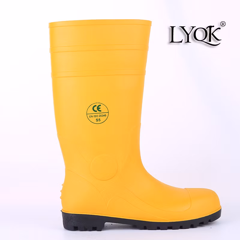 801-2 Double Steel Toe Midsole Waterproof Rubber PVC Working Protective Rain Boots