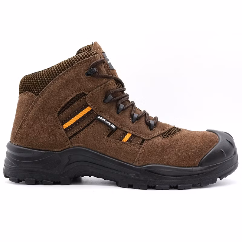 Brown Suede Leather Composite Toe Anti Puncture 18kv Insulation Safety Electric Shoes