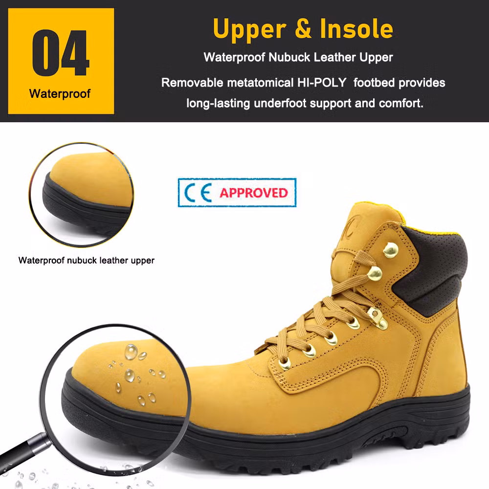 Oil Slip Resistance Nubuck Leather Steel Toe Puncture-Proof Oil Field Safety Shoes