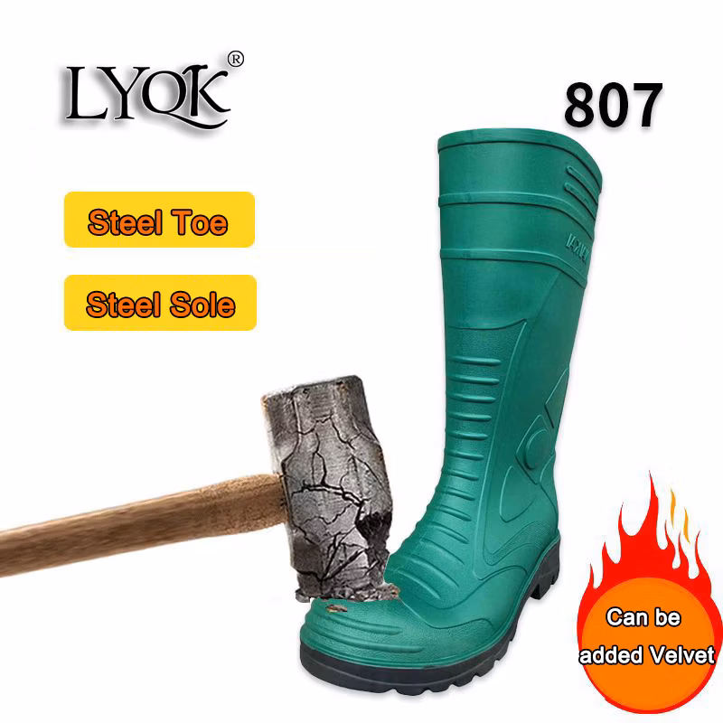 807 Double Steel Toe Midsole Waterproof Rubber PVC Working Protective Rain Boots