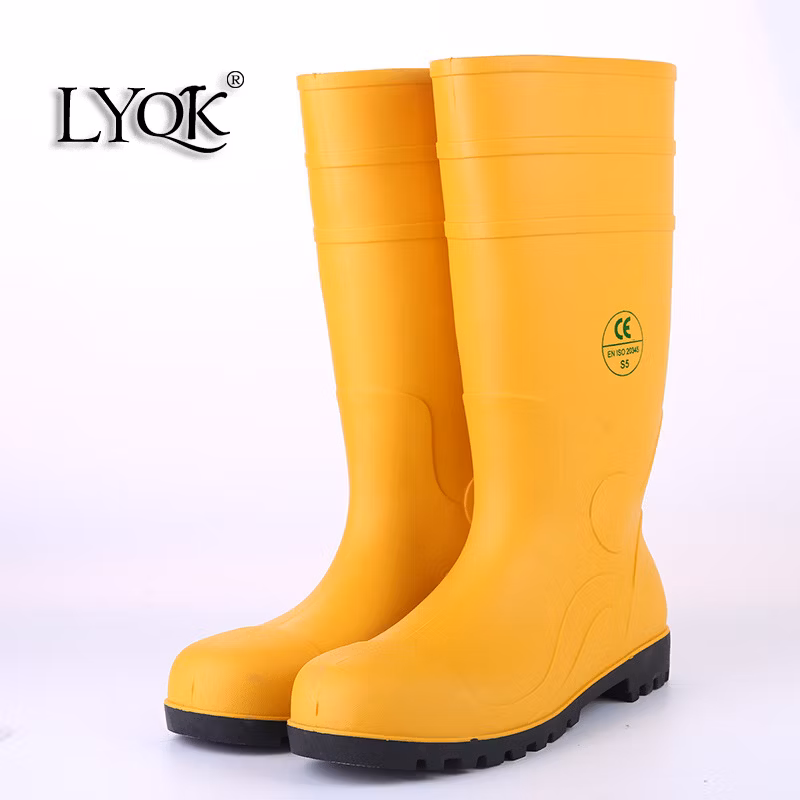 801-2 Double Steel Toe Midsole Waterproof Rubber PVC Working Protective Rain Boots