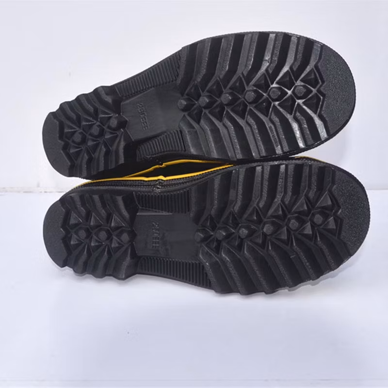Black Safety Leather Steel Toe Boots Mens Rubber Rain Boots