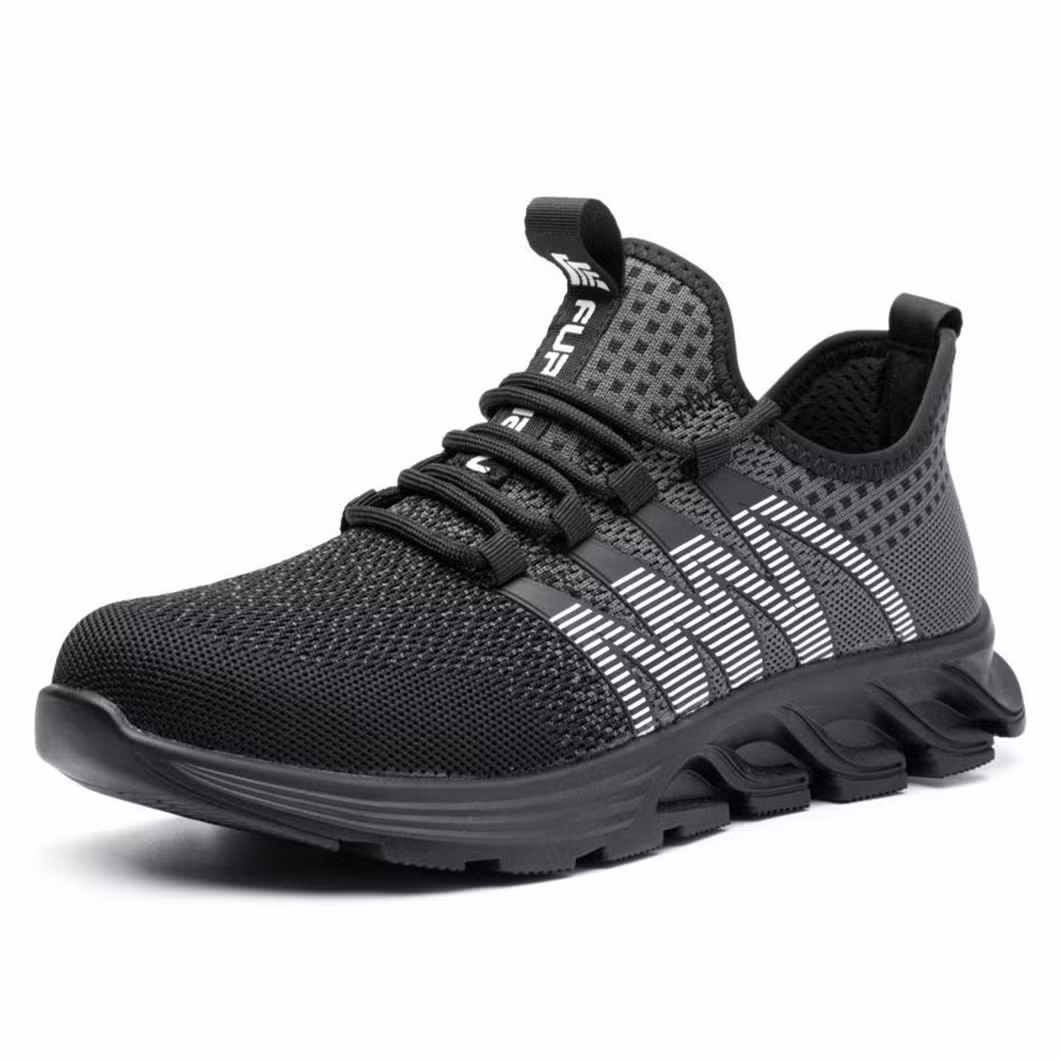Black Waterproof Leather Safety Boots with Rubber Outsole