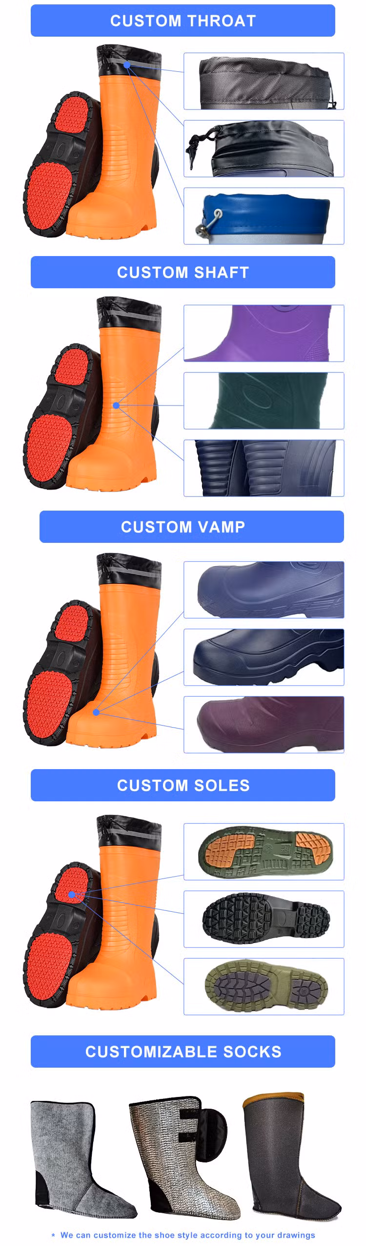 Customized Logo Waterproof Safety Work Soft Fishing Winter Ski Boot