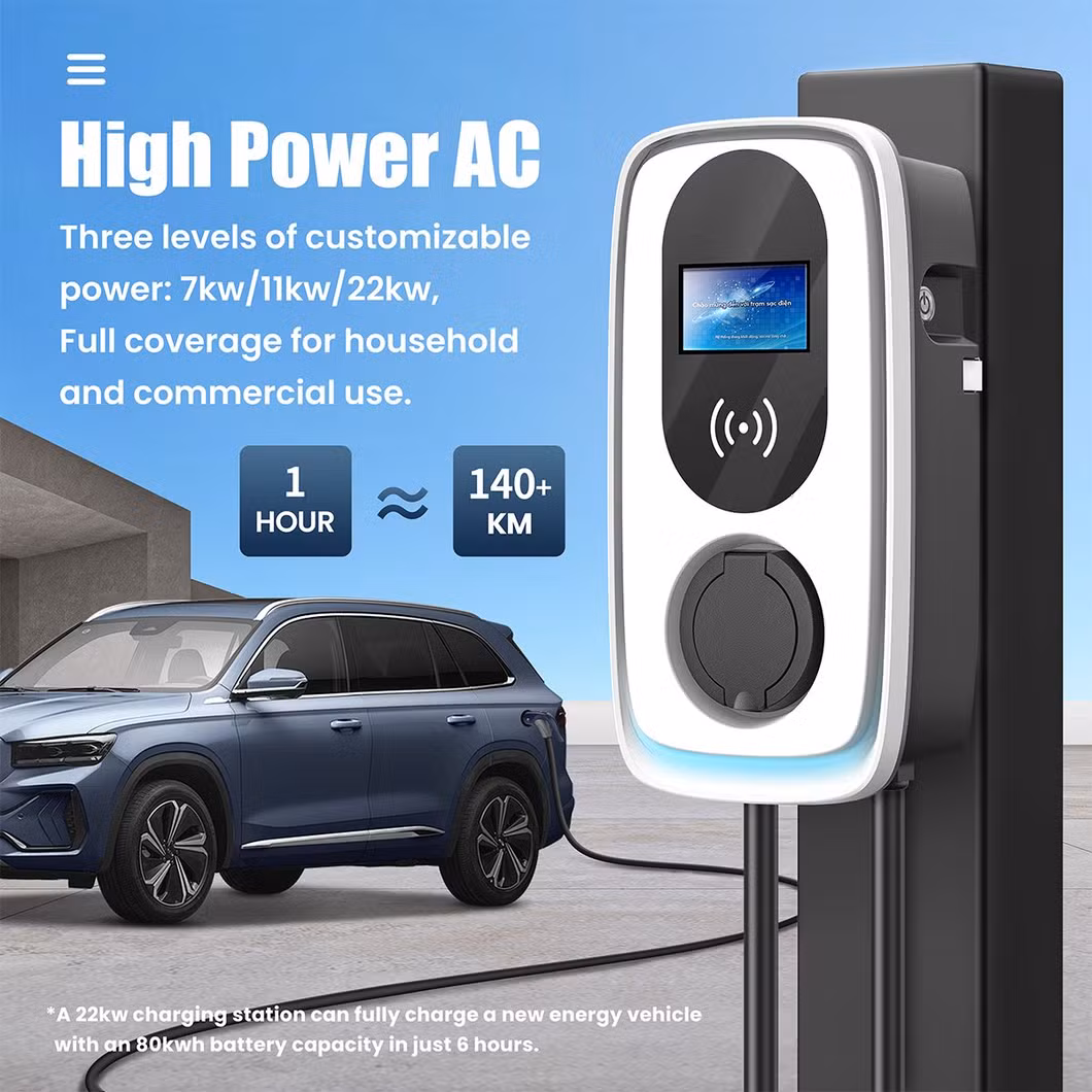 Factory Direct Sales AC 7kw 11kw 22kw Charging Pile EV Charger for Home/House Use 220V EV Charging Stations