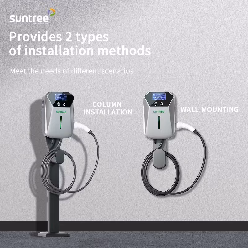 Suntree EV Charger Type2/ Type1/GB/T 7kw/11kw/22kw Charging Station Residential and Commercial Electric Car Wallbox 4G WiFi Bluetoothwall Mounted
